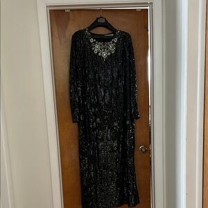 Mac Duggal Black Sequin Long Sleeve Dress